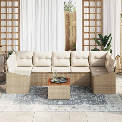 Set Divano da Giardino 8 pcs Beige e Crema polyrattan | homemem39