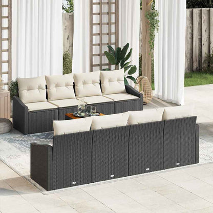 Set Divano da Giardino 9 pcs Nero e Crema polyrattan | homemem39