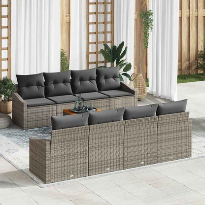 Set Divano da Giardino 9 pcs Grigio polyrattan | homemem39