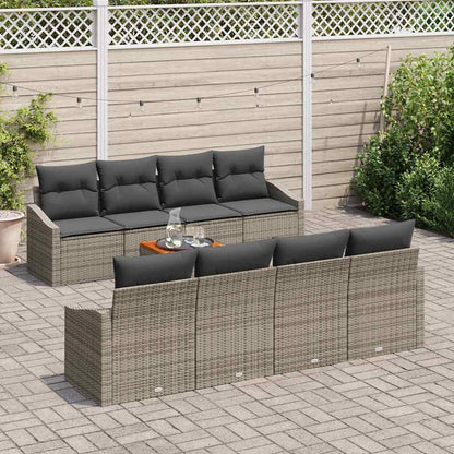 Set Divano da Giardino 9 pcs Grigio polyrattan | homemem39