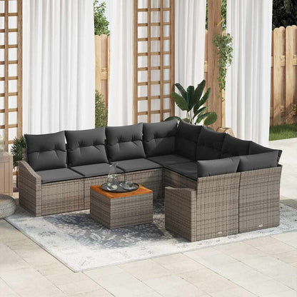 Set Divano da Giardino 9 pcs Grigio polyrattan | homemem39
