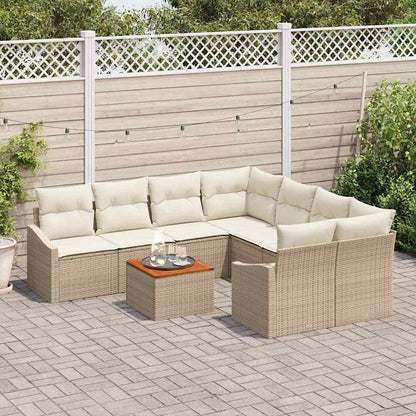 Set Divano da Giardino 9 pcs Beige e Crema polyrattan | homemem39