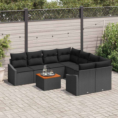 Set Divano da Giardino con archiviazione 9 pcs Nero polyrattan | homemem39