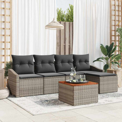 Set Divano da Giardino 6 pcs Grigio polyrattan | homemem39