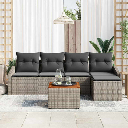 Set Divano da Giardino 6 pcs Grigio polyrattan | homemem39