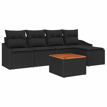 Set Divano da Giardino con archiviazione 6 pcs Nero polyrattan | homemem39