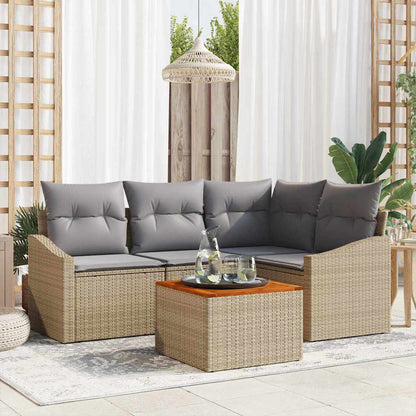 Set Divano da Giardino 5 pcs Beige e Grigio Chiaro polyrattan | homemem39