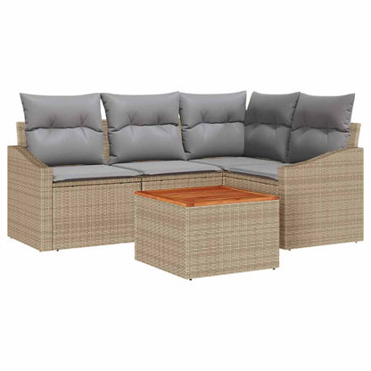 Set Divano da Giardino 5 pcs Beige e Grigio Chiaro polyrattan | homemem39