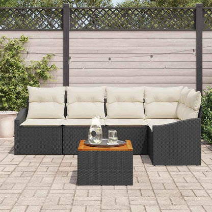 Set Divano da Giardino 6 pcs Nero e Crema polyrattan - homemem39
