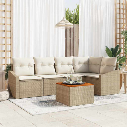 Set Divano da Giardino 6 pcs Beige e Crema polyrattan | homemem39
