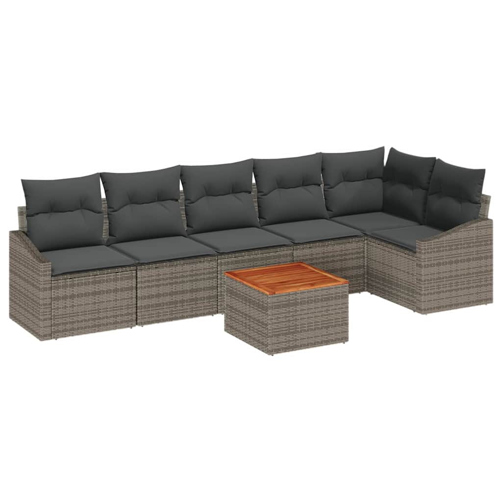 Set Divano da Giardino 7 pcs Grigio polyrattan | homemem39