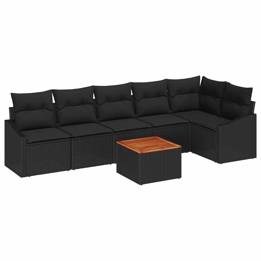 Set Divano da Giardino con archiviazione 7 pcs Nero polyrattan | homemem39