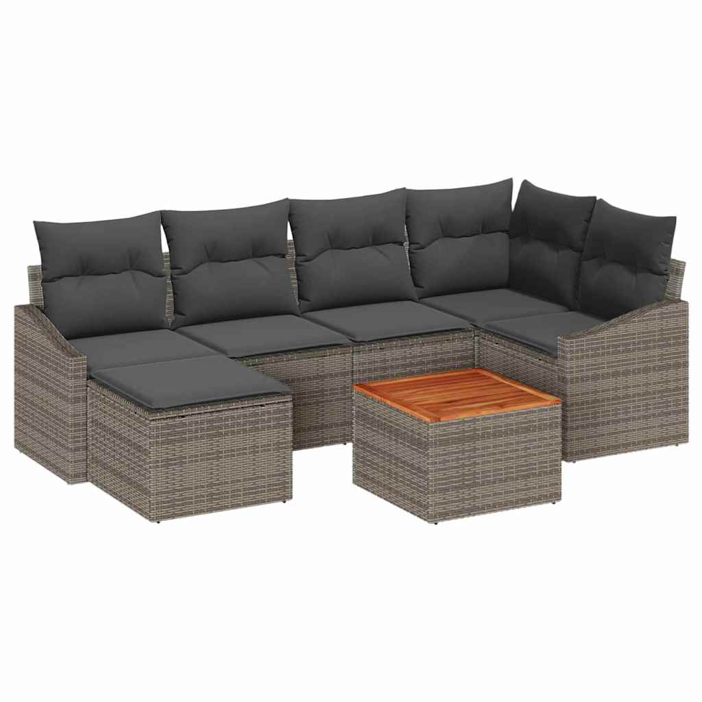 Set Divano da Giardino 7 pcs Grigio polyrattan | homemem39