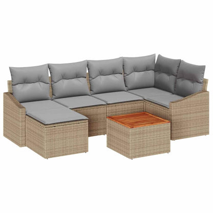 Set Divano da Giardino 7 pcs Beige e Grigio Chiaro polyrattan | homemem39