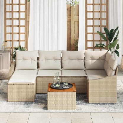 Set Divano da Giardino 7 pcs Beige e Crema polyrattan | homemem39