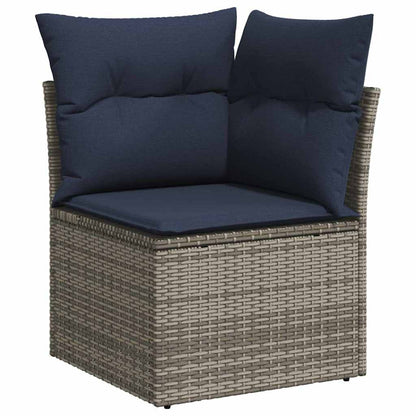 Set Divano da Giardino 7 pcs Grigio e Blu Navy polyrattan | homemem39