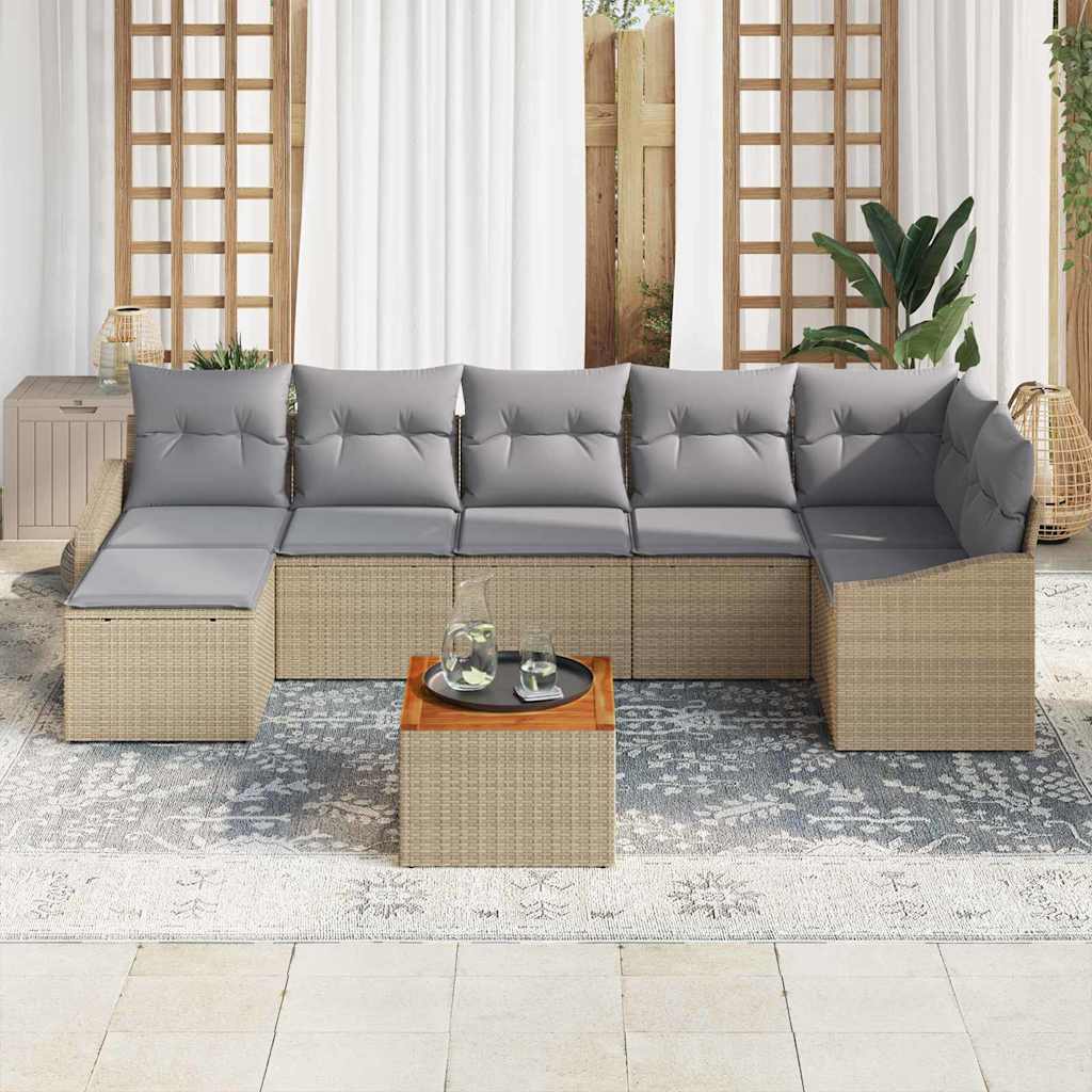 Set Divano da Giardino 8 pcs Beige e Grigio Chiaro polyrattan | homemem39