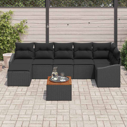 Set Divano da Giardino con archiviazione 8 pcs Nero polyrattan | homemem39