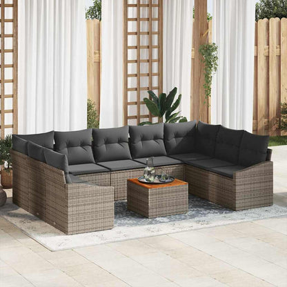 Set Divano da Giardino 10 pcs Grigio polyrattan | homemem39