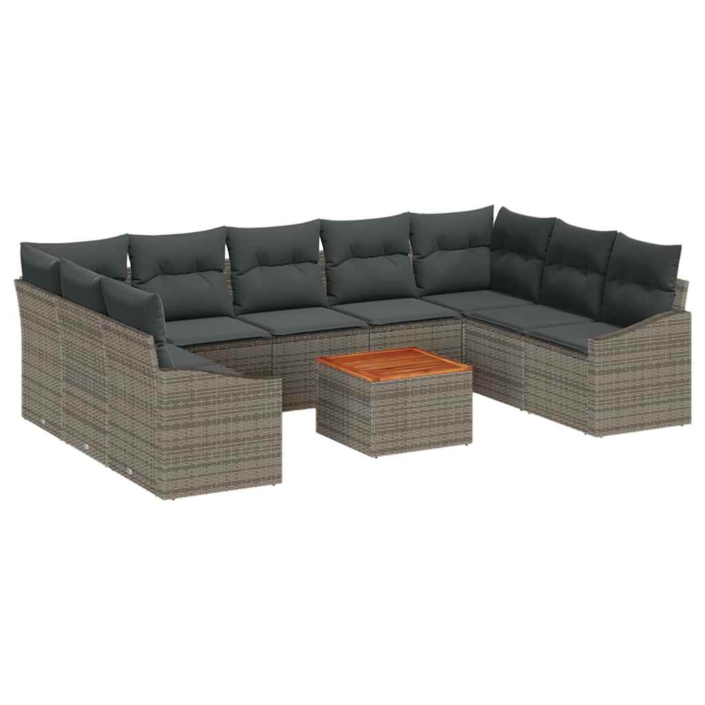 Set Divano da Giardino 10 pcs Grigio polyrattan | homemem39