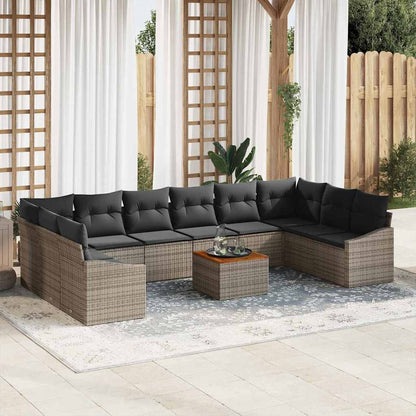 Set Divano da Giardino 11 pcs Grigio polyrattan | homemem39