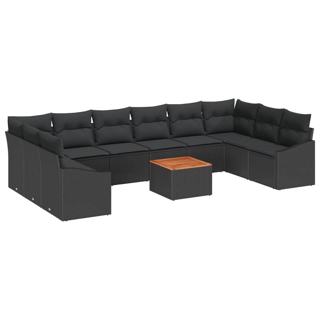 Set Divano da Giardino con archiviazione 11 pcs Nero polyrattan | homemem39