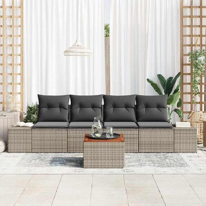 Set Divano da Giardino 5 pcs Grigio polyrattan | homemem39