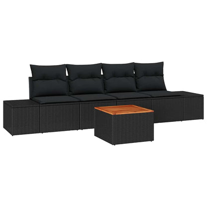 Set Divano da Giardino con archiviazione 5 pcs Nero polyrattan | homemem39