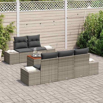 Set Divano da Giardino 6 pcs Grigio polyrattan | homemem39