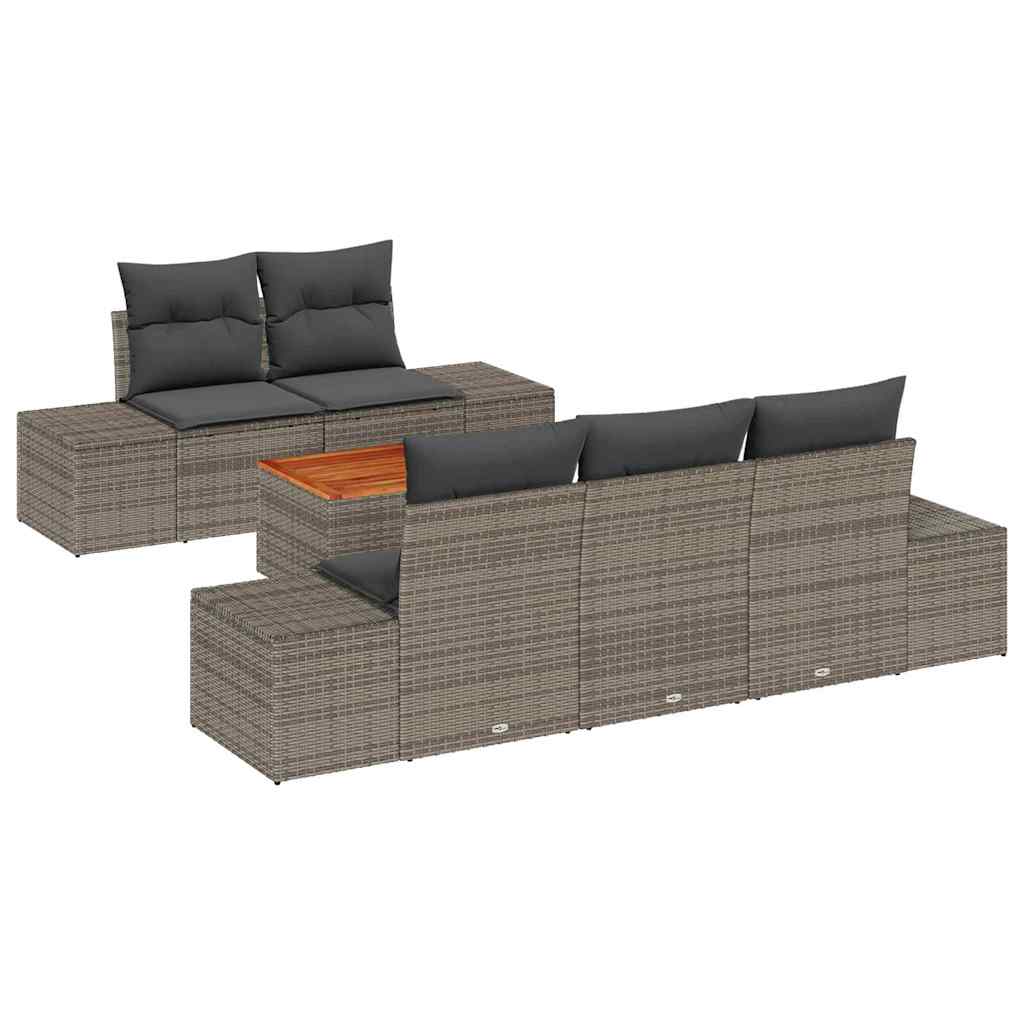 Set Divano da Giardino 6 pcs Grigio polyrattan | homemem39