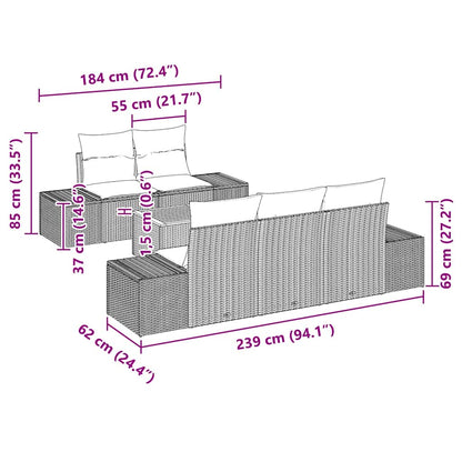 Set Divano da Giardino 6 pcs Grigio polyrattan | homemem39