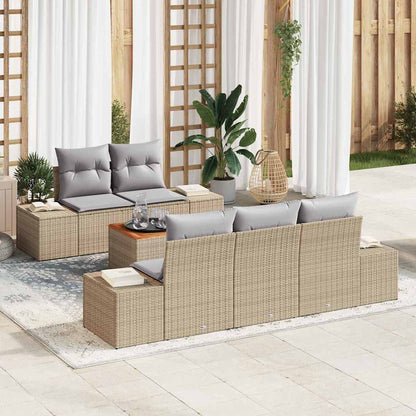 Set Divano da Giardino 6 pcs Beige e Grigio Chiaro polyrattan | homemem39