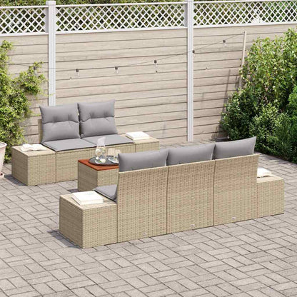 Set Divano da Giardino 6 pcs Beige e Grigio Chiaro polyrattan | homemem39