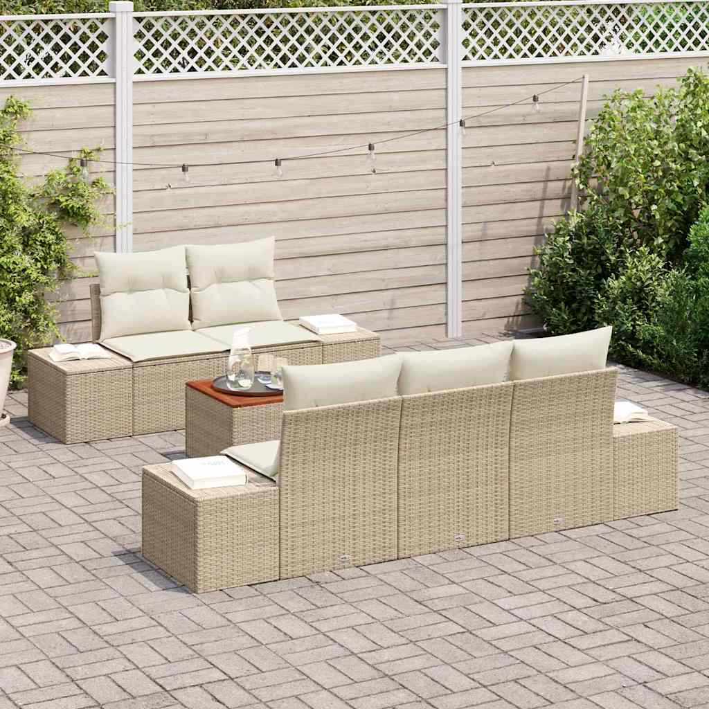 Set Divano da Giardino 6 pcs Beige e bianco - homemem39