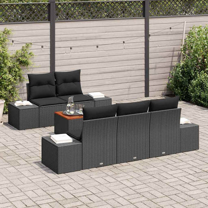 Set Divano da Giardino con archiviazione 6 pcs Nero polyrattan | homemem39