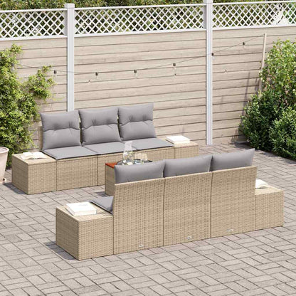 Set Divano da Giardino 7 pcs Beige e Grigio Chiaro polyrattan | homemem39