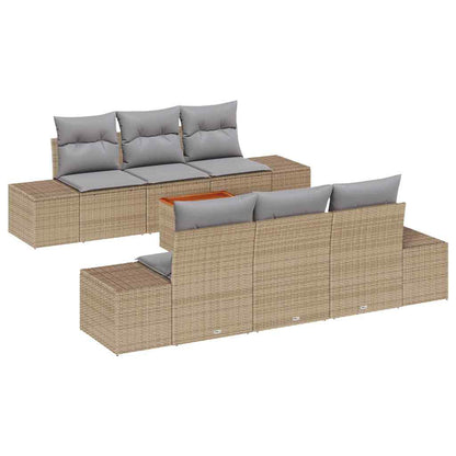 Set Divano da Giardino 7 pcs Beige e Grigio Chiaro polyrattan | homemem39