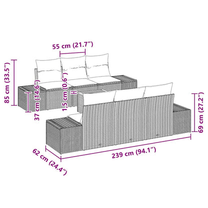 Set Divano da Giardino 7 pcs Beige e Grigio Chiaro polyrattan | homemem39