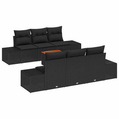 Set Divano da Giardino con archiviazione 7 pcs Nero polyrattan | homemem39