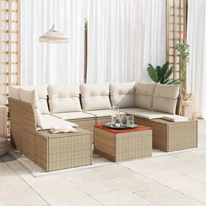 Set Divano da Giardino 7 pcs Beige e Crema polyrattan
