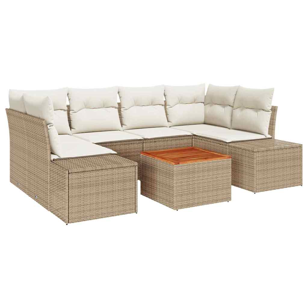 Set Divano da Giardino 7 pcs Beige e Crema polyrattan | homemem39