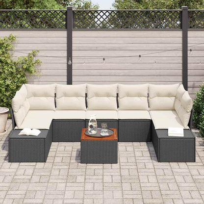 Set Divano da Giardino 8 pcs Nero e Crema polyrattan | homemem39