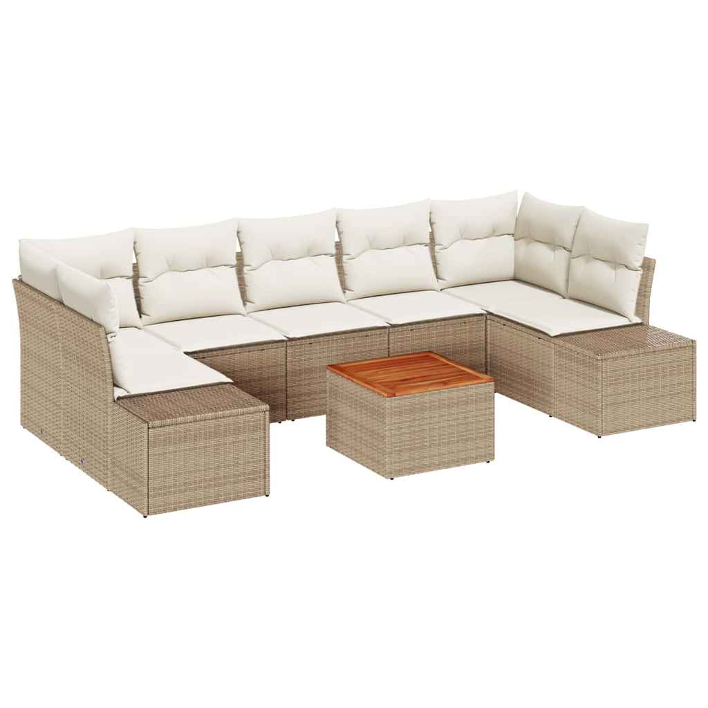 Set Divano da Giardino 8 pcs Beige e Crema polyrattan | homemem39