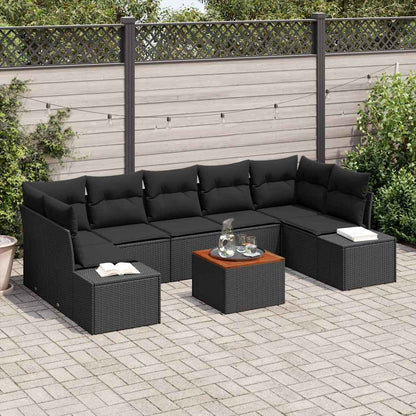 Set Divano da Giardino con archiviazione 8 pcs Nero polyrattan | homemem39