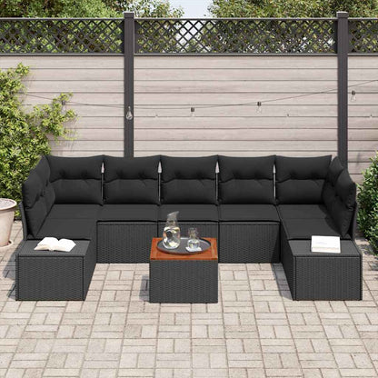Set Divano da Giardino con archiviazione 8 pcs Nero polyrattan | homemem39
