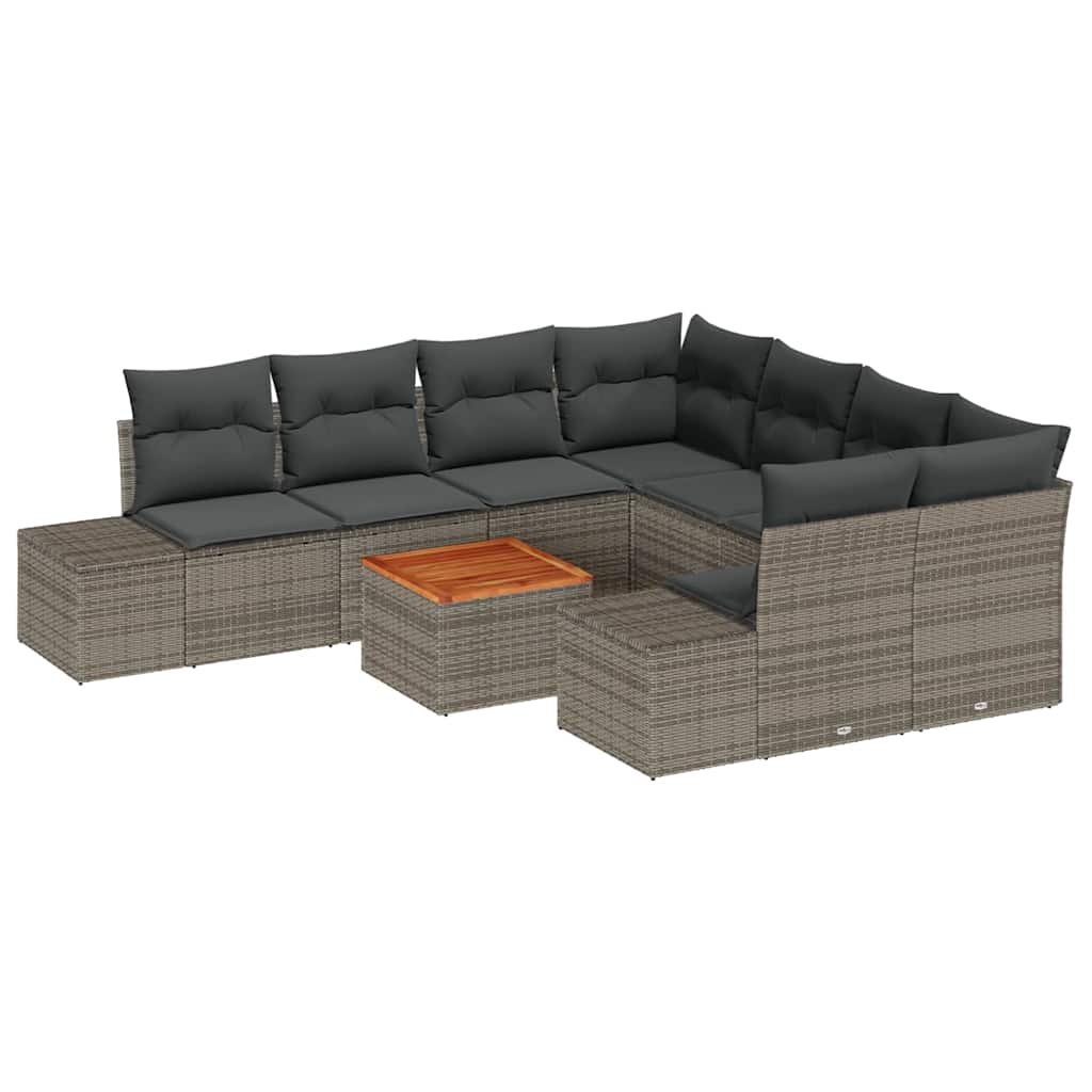 Set Divano da Giardino 9 pcs Grigio polyrattan | homemem39