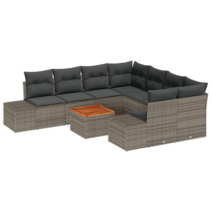 Set Divano da Giardino 9 pcs Grigio polyrattan | homemem39