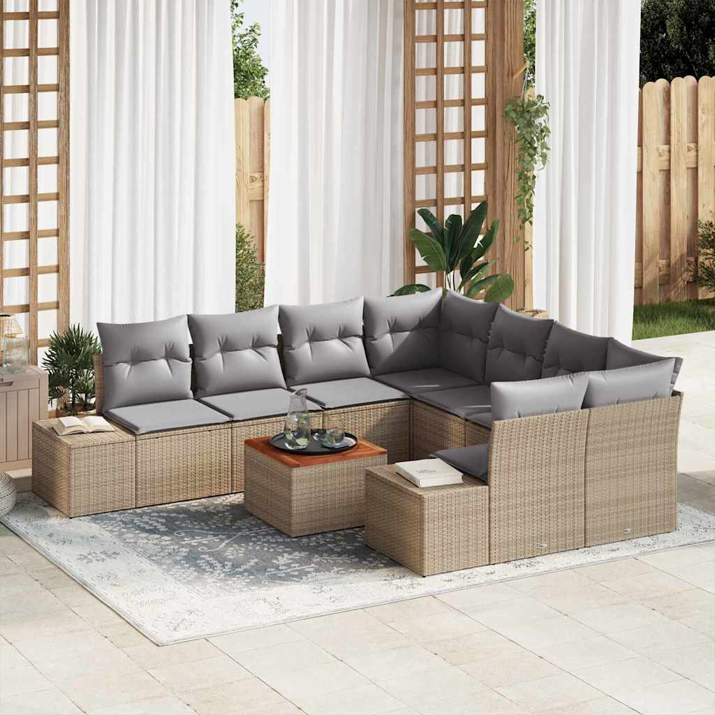 Set Divano da Giardino 9 pcs beige e grigio chiaro - homemem39