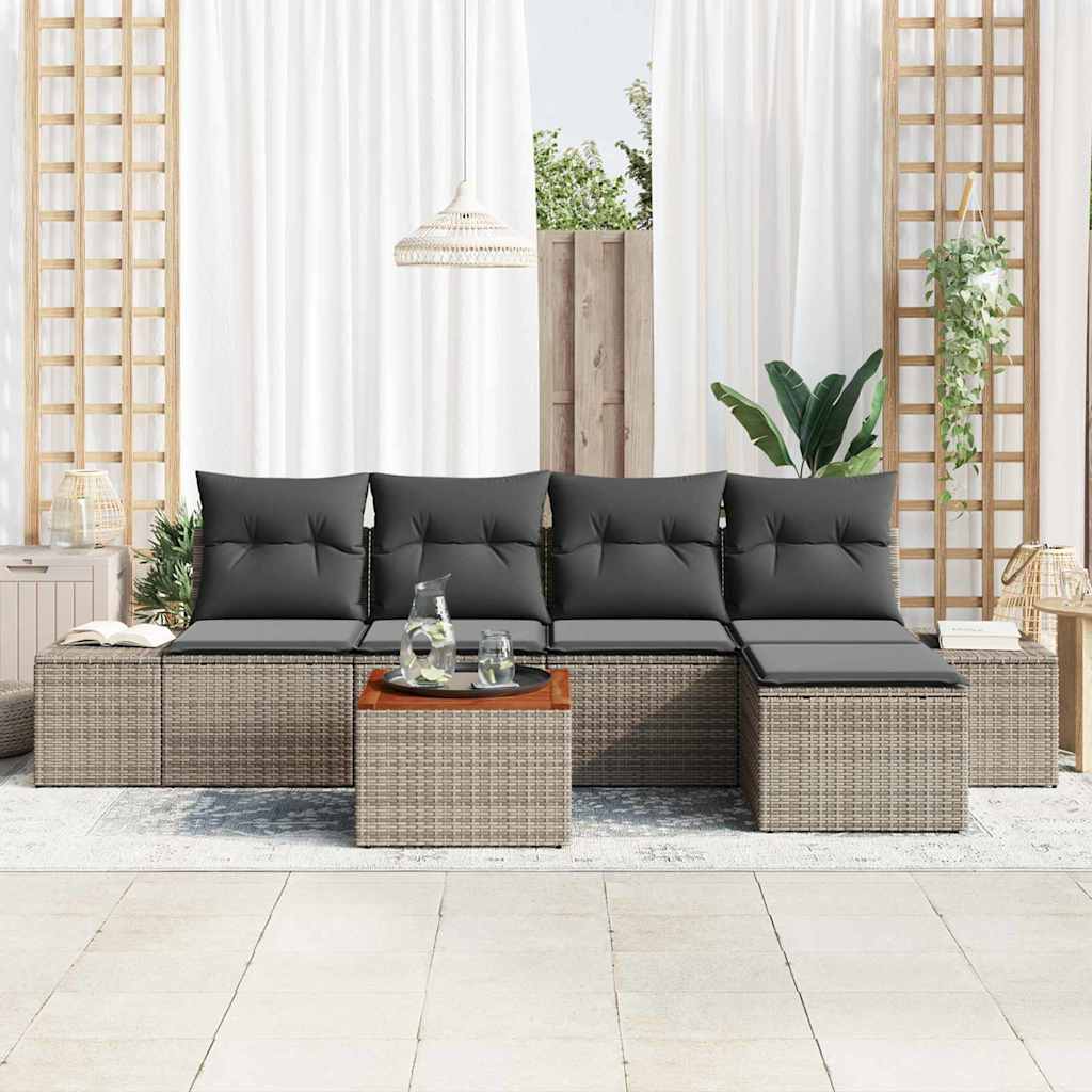 Set Divano da Giardino 6 pcs Grigio - homemem39