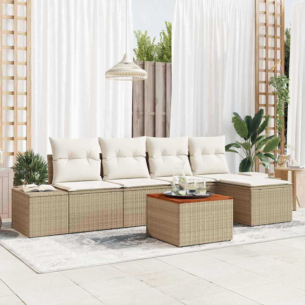 Set Divano da Giardino 6 pcs Beige e bianco - homemem39